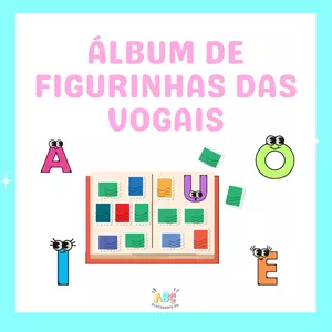Imagem de capa para o Ebook Álbum de Figurinhas das Vogais