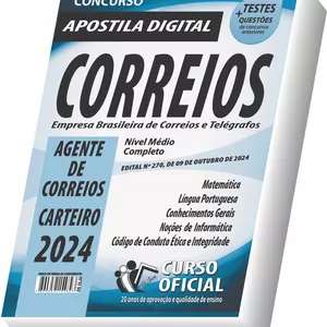 Imagem de capa para o Ebook Apostila Correios - Agente de Correios - Carteiro 2024