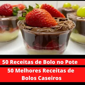 Imagem de capa para o Ebook 50 Receitas de Bolo no Pote e + 50 Receitas de Bolo Caseiro