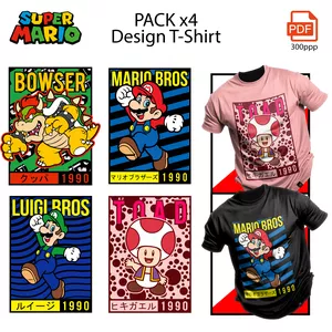 Imagen de portada para Curso online PACK MARIO BROS x4 T-Shirt