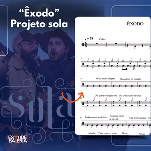 Imagem de capa para o Curso online "Êxodo" - Projeto Sola. (Partitura de Bateria).