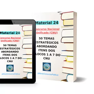 Imagem de capa para o Ebook MATERIAL 24 - 50 TEMAS ESTRATÉGICOS ABORDANDO ITENS DOS BLOCOS 1 A 7 DO CNU