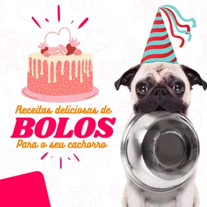 Imagem de capa para o Ebook Receitas Deliciosas de Bolos Para Seu Cachorro!