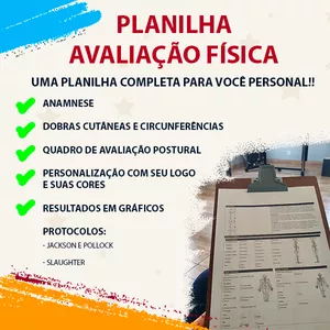 Imagem de capa para o Ebook PLANILHA DE AVALIAÇÃO FÍSICA + SIMPLES E FACIL DE USAR!! (EXCEL + PERSONALIZAÇÃO)