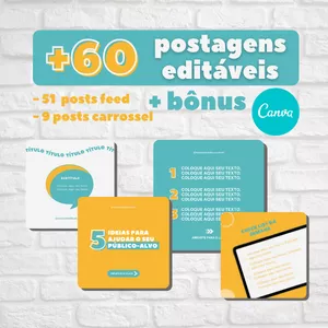 Imagem de capa para o Curso online Pack Canva com + de 60 posts para Instagram