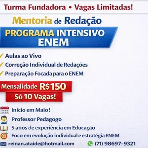 Imagem de Mentoria Intensiva de Redação criado por REINAN ATAIDE SANTOS na hotmart