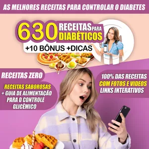 Imagem de capa para o Ebook 630 RECEITAS PARA DIABÉTICOS ZERO AÇÚCAR, GLÚTEN, LACTOSE & LOW CARB + 10 BÔNUS EXTRAS