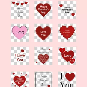 Cover image for Online course Valentine's Day Pack - 12 PNG in the size of 25cm x 25cm