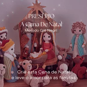 Imagem de capa para o Curso online Presépio - Cena de Natal Completa em Amigurumi