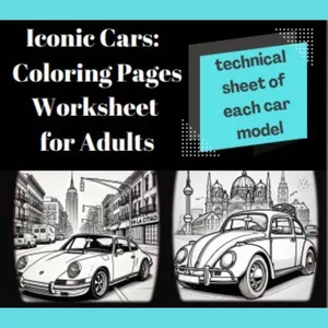 Imagen de portada para Ebook Iconic Cars:   Coloring Pages Worksheet  for Adults
