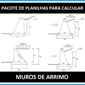 Pacote de planilhas para cálculo de muros de arrimo