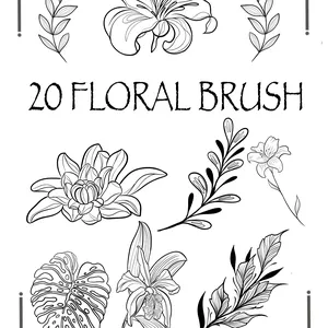 Imagem de capa para o Curso online 20 Floral brush para Procreate - tattoo