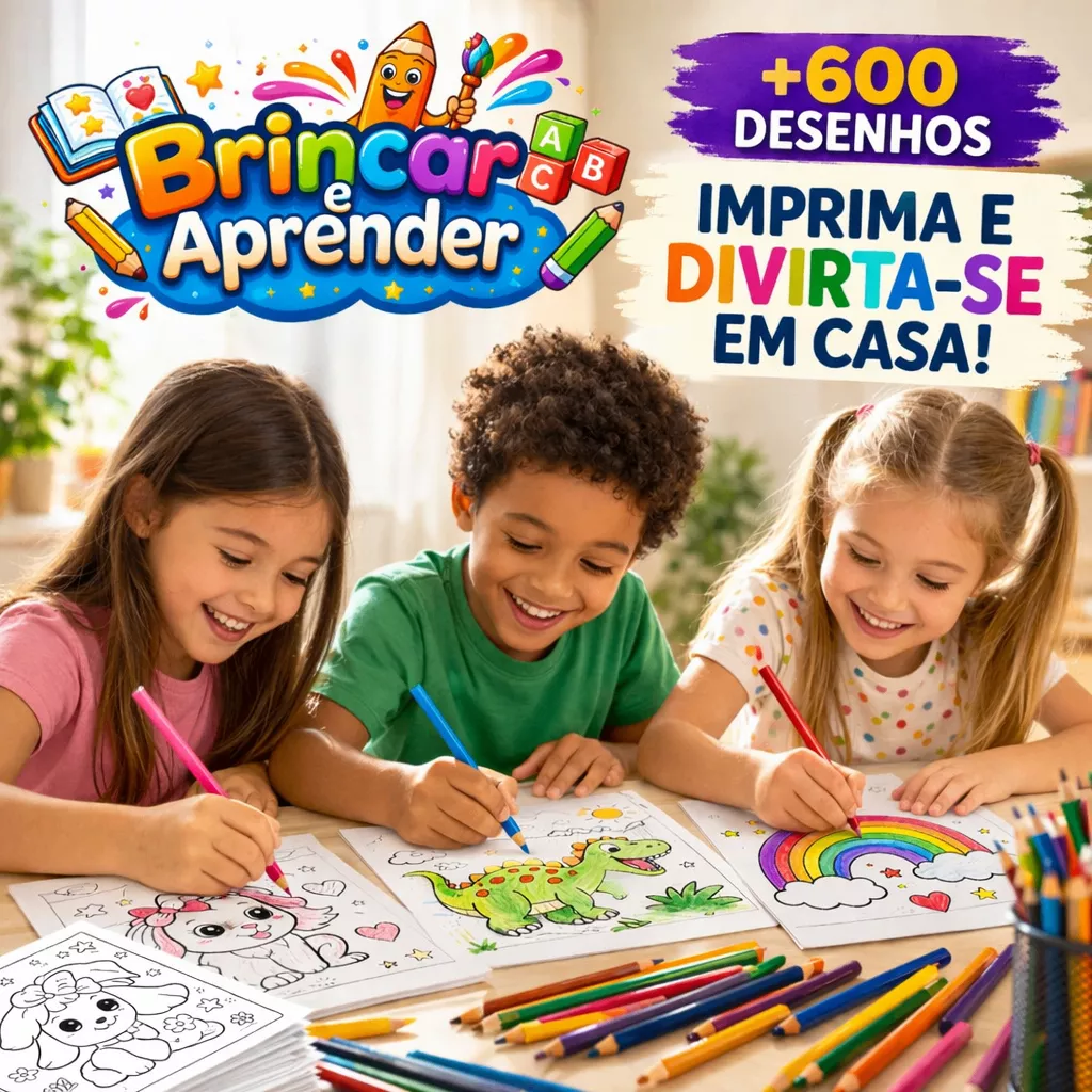 Kits de Cadernos para Colorir: Diversão Criativa para Crianças +600 desenhos 