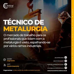 Imagem de capa para o Curso online Técnico De Metalurgia