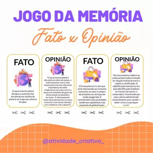 Imagem de capa para o Ebook Jogo da memória - Fato x Opinião