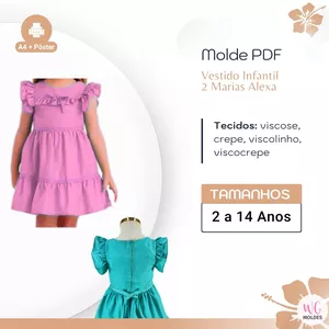 Imagem de capa para o Ebook MOLDE VESTIDO INFANTIL 2 MARIAS ALEXA