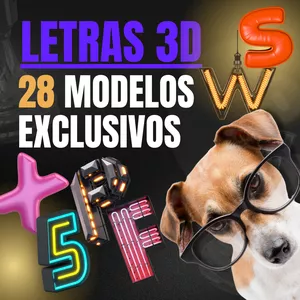 Imagem de capa para o Curso online PACK LETRAS 3D - 28 MODELOS  EXCLUSIVOS
