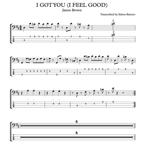 I Got You I Feel Good James Brown Bass Score Tab Lesson Edson Renato Vitti Barreto Learn A New Skill Images Icons Pictures Hotmart