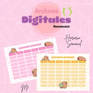 Imagen de portada para Ebook Horario Semanal con diseño de Capibara