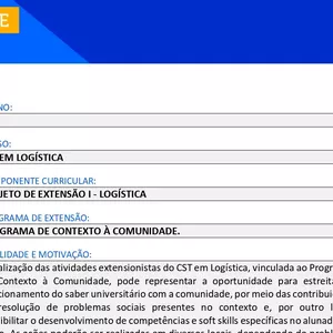 Imagem de capa para o Curso online PROJETO DE EXTENSÃO I - LOGÍSTICA