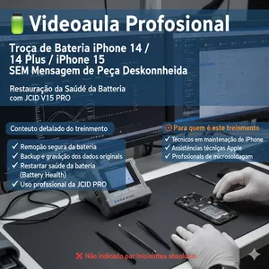 Imagem do curso 🔋 Videoaula Profissional Troca de Bateria iPhone 14 / 14 Plus / iPhone 15 IOS 26.2 SEM Mensagem de Peça Desconhecida