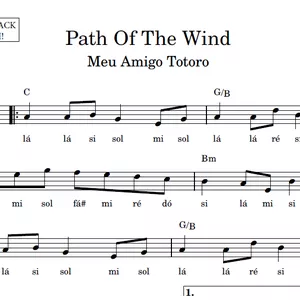 Imagem de capa para o Ebook Path Of The Wind (Meu Amigo Totoro) - Partitura Facilitada com Playback