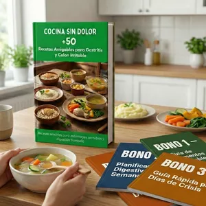 Imagen de portada para Ebook COCINA SIN DOLOR 50 Recetas Amigables para Gastritis  y Colon Irritable + Bonos