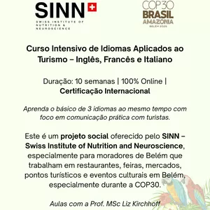 Imagem de capa para o Curso online Curso Intensivo de Inglês, Francês e Italiano Aplicado ao Turismo de Belém 