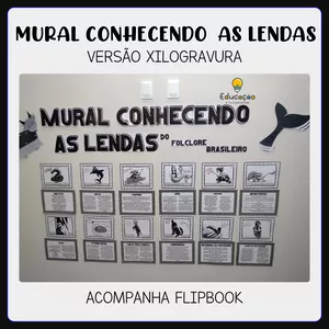 Imagem de capa para o Ebook MURAL CONHECENDO AS LENDAS DO FOLCLORE BRASILEIRO 🐺(COM IMAGENS DE XILOGRAVURA)