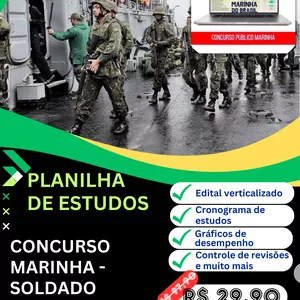 Imagem de capa para o Curso online Planilha de estudos - Concurso Marinha - Soldado Fuzileiro Naval