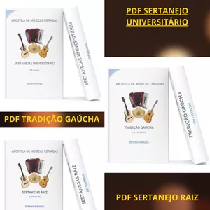 Imagem de capa para o Ebook Apostila com mais de 700 Musicas Cifradas Sertanejo Raiz, Sertanejo Universitário e Tradição Gaúcha em PDF