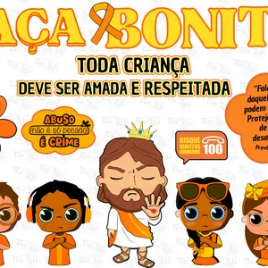 Imagem de capa para o Ebook 🧡 Painel Faça Bonito  + Lembrancinhas + Luva musical🧡 MAIO LARANJA -KIT COMPLETO ATUALIZADO