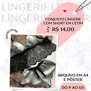 Imagem de capa para o Ebook Molde em Pdf - Conjunto Lingerie com Short em Cetim