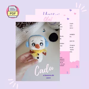 Imagem de capa para o Ebook PDF- Cadu, o boneco de neve em amigurumi