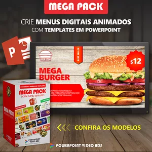 Imagem de capa para o Curso online MEGA PACK MENU DIGITAL - Templates em PowerPoint para Menu Digital