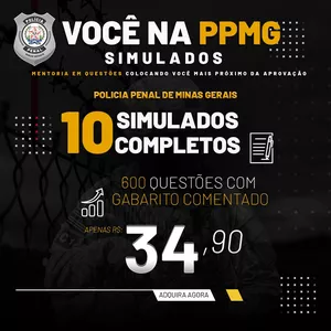Imagem principal do produto PACOTE 10 SIMULADOS - POLÍCIA PENAL - MG