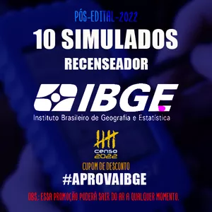 Imagem de capa para o Ebook IBGE - 10 SIMULADOS - PÓS-EDITAL - 2022 - RECENSEADOR