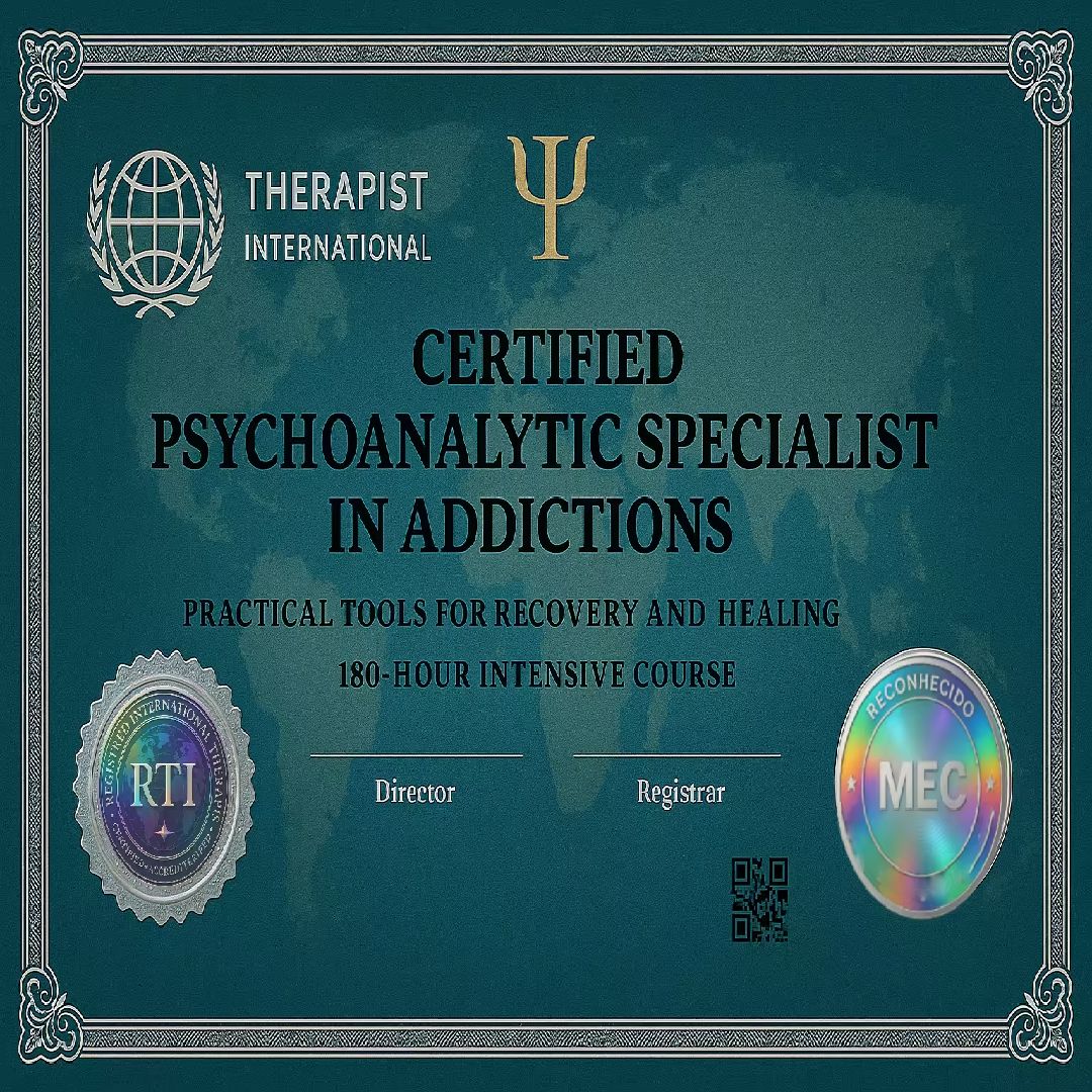 Imagem do curso ⚠️ ÚLTIMO DIA! ⚠️ Formação Especialização em Vícios - Psicanalista + Livro AMAZON + Registro Profissional + Crachá Digital + Mapas Mentais + Cartilhas + Resumos + Exercícios + Práticas