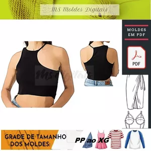 Imagem de capa para o Ebook Molde de Cropped Adulto Gola Assimétrica