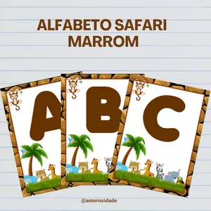 Imagem de capa para o Ebook Cartazes do Alfabeto Marrom – Tema Safari (PDF para Imprimir)