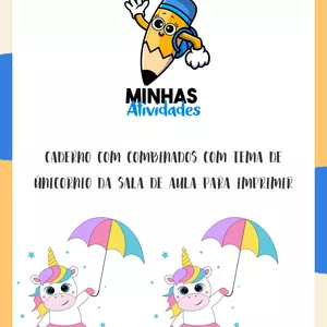 Imagem de capa para o Ebook Caderno com Combinados com Tema de Únicornio da Sala de Aula para Imprimir