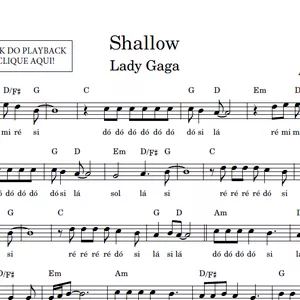 Imagem de capa para o Ebook Shallow (Lady Gaga) - Partitura Facilitada com Playback