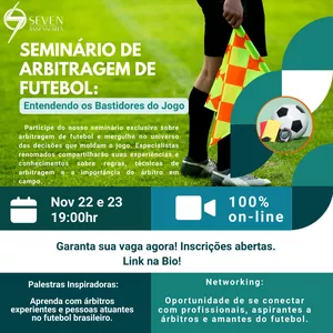 Imagem de capa para o Evento online Seminário de Arbitragem de Futebol: Entendendo os Bastidores do Jogo