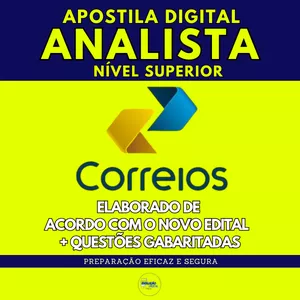 Imagem de capa para o Ebook Apostila Correios 2024 - ANALISTA - NÍVEL SUPERIOR + BÔNUS