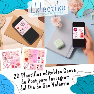 Imagen de portada para Ebook 20 Plantillas editables. Canva "Dia de los Enamorados"