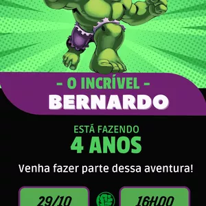 Imagem de capa para o Curso online CONVITE DE ANIVERSÁRIO - O INCRÍVEL HULK