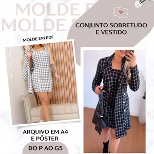 Imagem de capa para o Ebook Conjunto Sobretudo e Vestido - Molde em PDF