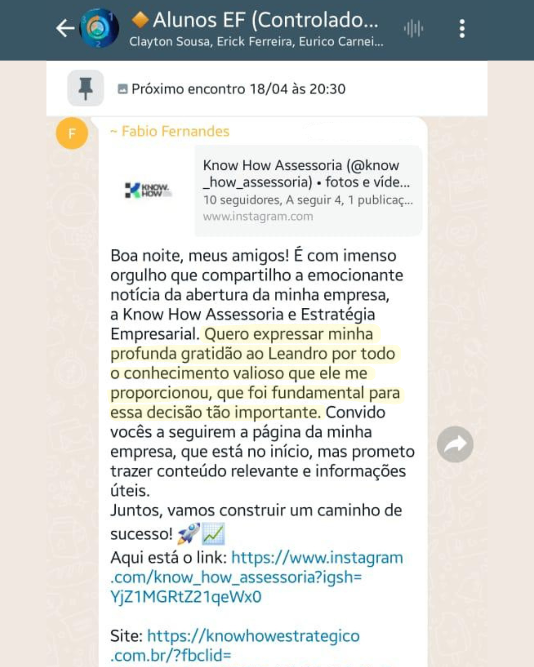 Depoimento do aluno Fábio Fernandes, consultor