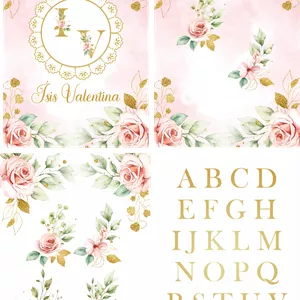 Imagem de capa para o Ebook Caderneta floral rosa com folhas douradas arquivo digital