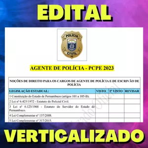 Imagem de capa para o Ebook AGENTE DE POLÍCIA - PCPE 2023 - Edital Verticalizado